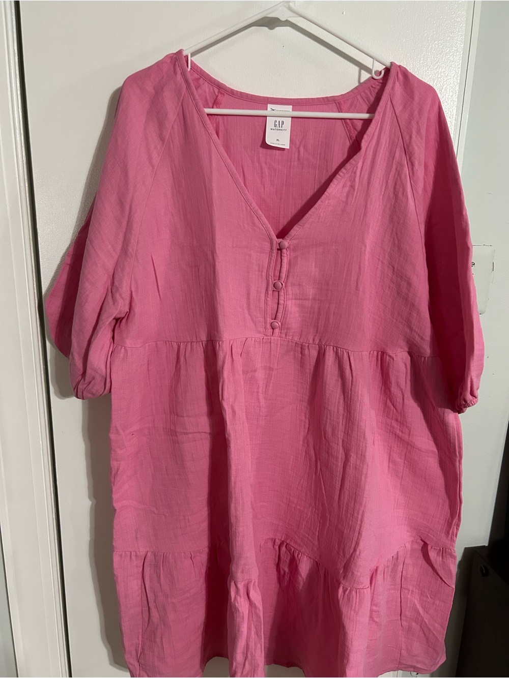 GAP Bright Pink V-Neck Tiered Tunic
